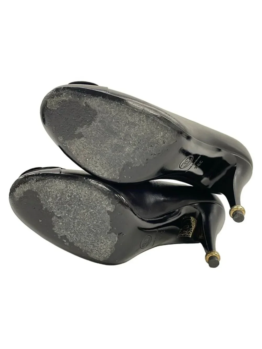 Chanel Pumps 36c Black Camellia Leather Heel